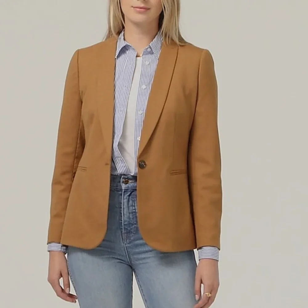 J Crew Parke Blazer in wool flannel-Heather Camel-size 6